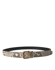 Dolce & Gabbana Bruine Python Leren Gouden Metalen Gesp Riem