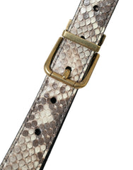 Dolce & Gabbana Bruine Python Leren Gouden Metalen Gesp Riem