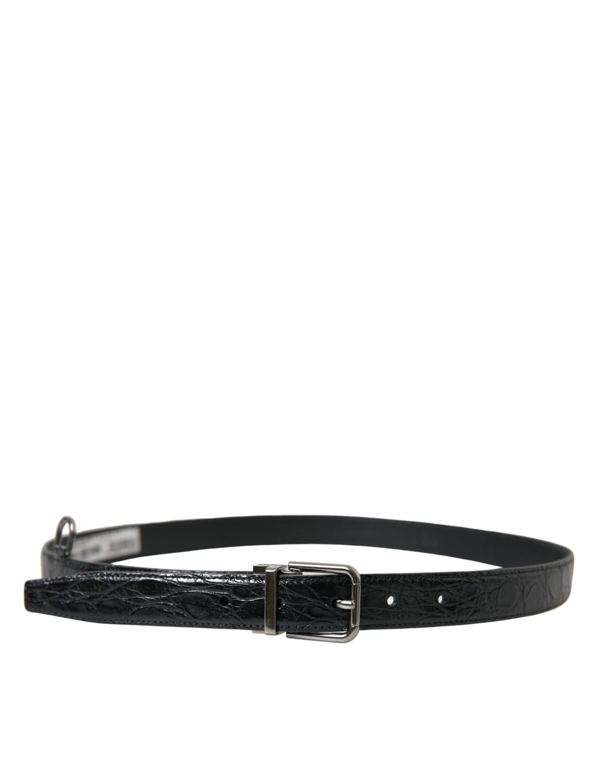 Dolce & Gabbana Gürtel aus schwarzem Leder mit silberner Metallschnalle