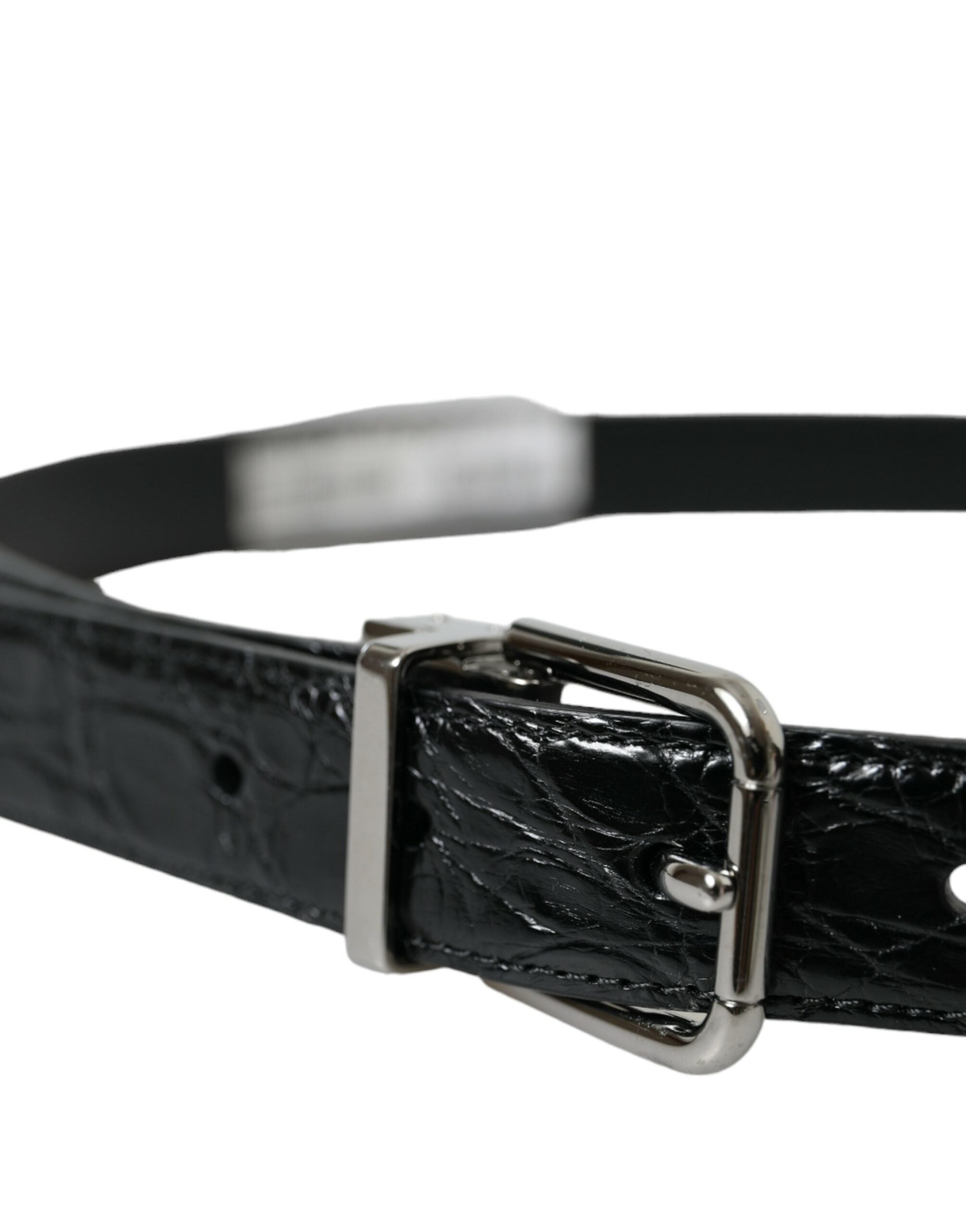 Dolce & Gabbana Gürtel aus schwarzem Leder mit silberner Metallschnalle