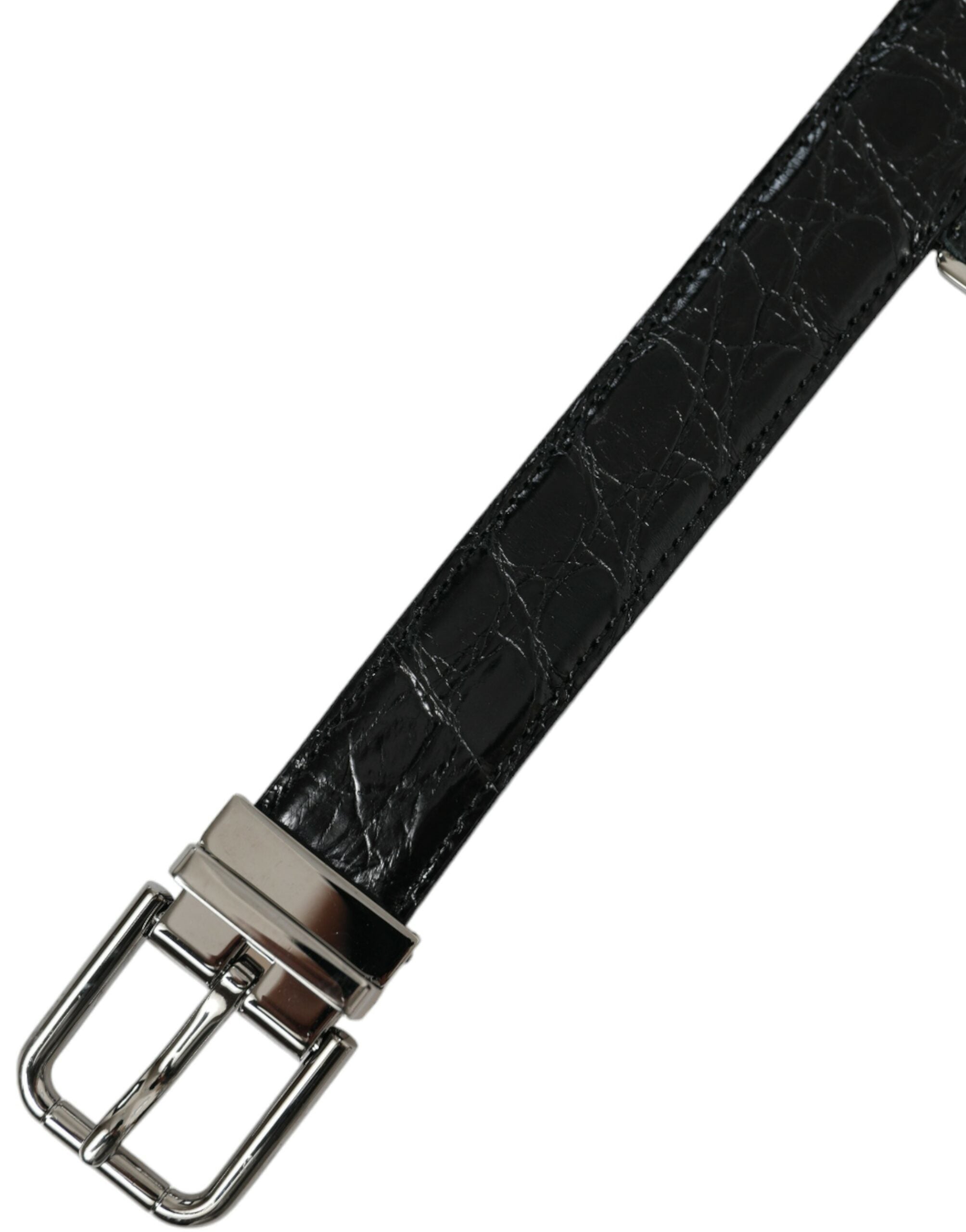 Dolce & Gabbana Gürtel aus schwarzem Leder mit silberner Metallschnalle