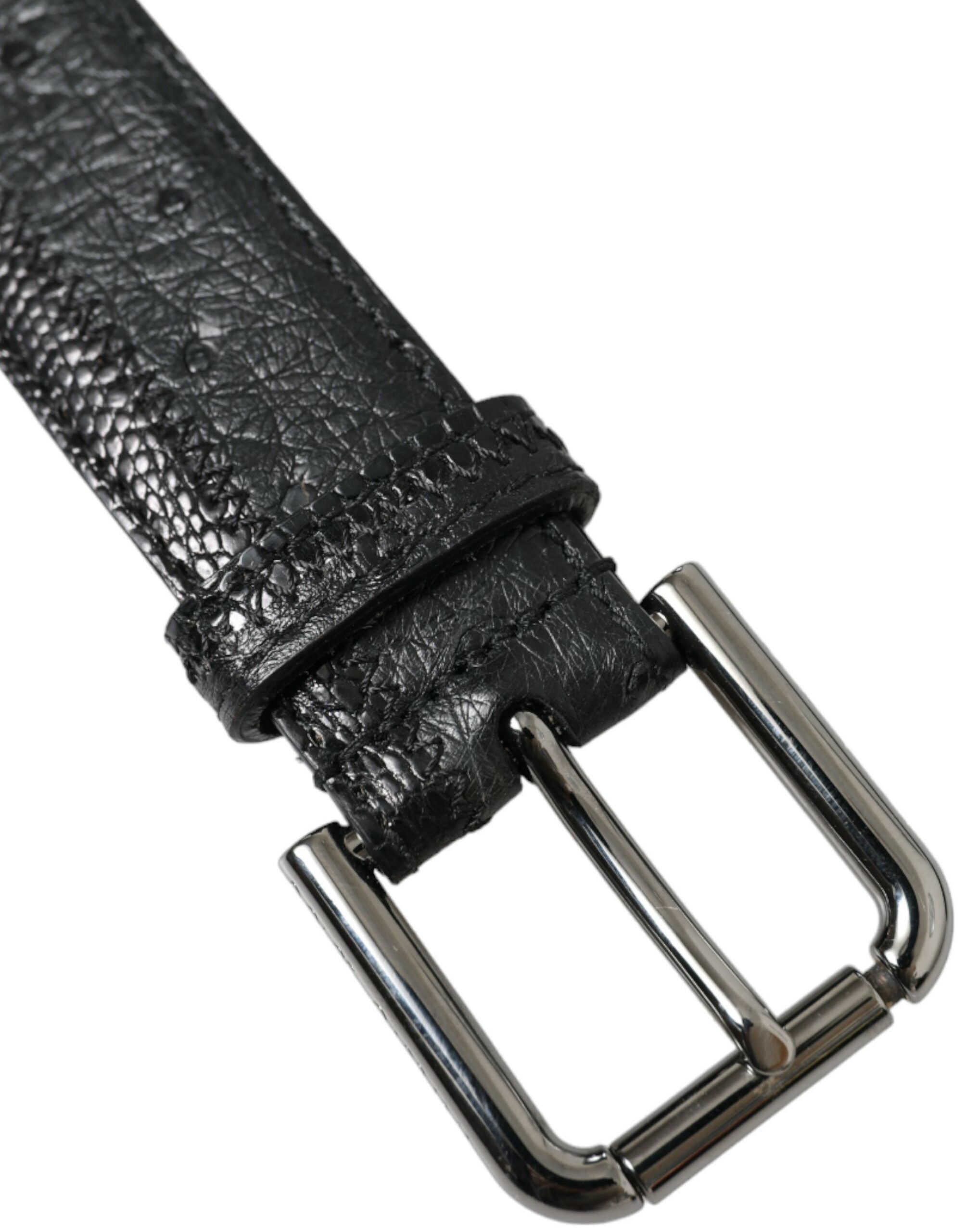 Dolce & Gabbana Gürtel aus schwarzem exotischem Leder mit Metallschnalle in Silber