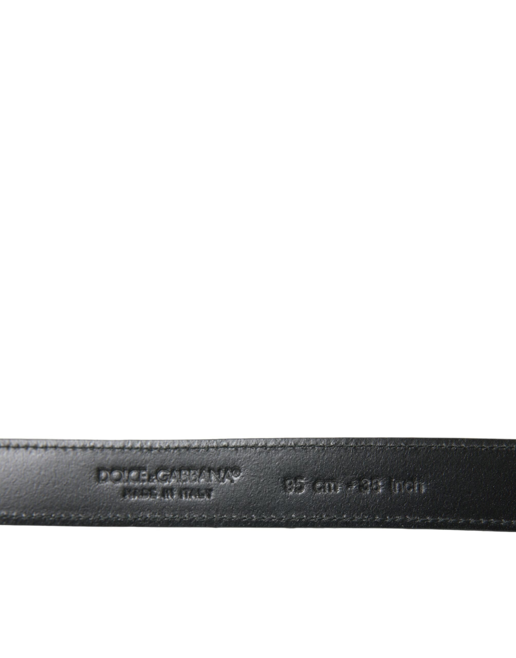 Dolce & Gabbana Schwarzer Ledergürtel mit silberner Metallschnalle