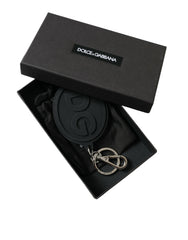 Dolce & Gabbana Zwart Rubber DG Logo Zilver Messing Metaal Sleutelhanger
