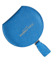 Dolce & Gabbana Handspiegelhalter aus blauem Kalbsleder mit rundem Logo