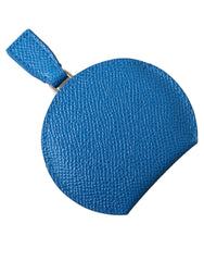 Dolce & Gabbana Handspiegelhalter aus blauem Kalbsleder mit rundem Logo