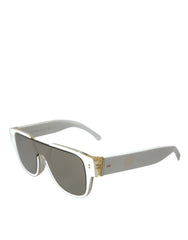 Dolce & Gabbana Weiße Acetat Sonnenbrille mit verspiegelten Gläsern DG4356