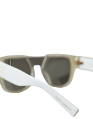 Dolce & Gabbana Weiße Acetat Sonnenbrille mit verspiegelten Gläsern DG4356