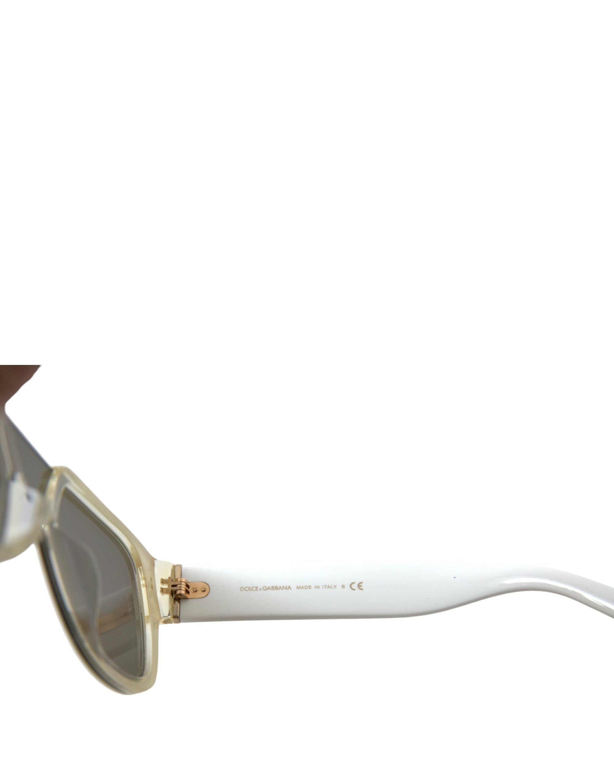 Dolce & Gabbana Weiße Acetat Sonnenbrille mit verspiegelten Gläsern DG4356