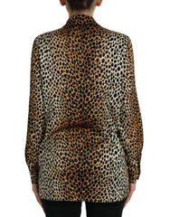 Dolce & Gabbana Bruine Blouse met Luipaardprint en Lange Mouwen