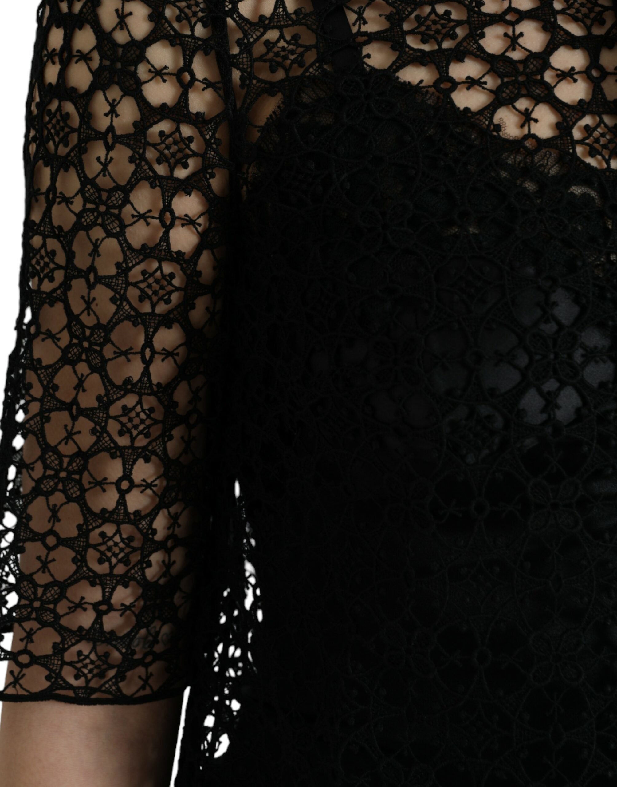 Dolce & Gabbana Schwarze Bluse aus Blumenspitze mit kurzen Ärmeln
