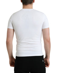 Dolce & Gabbana White Logo Print Cotton Crew Neck T-shirt