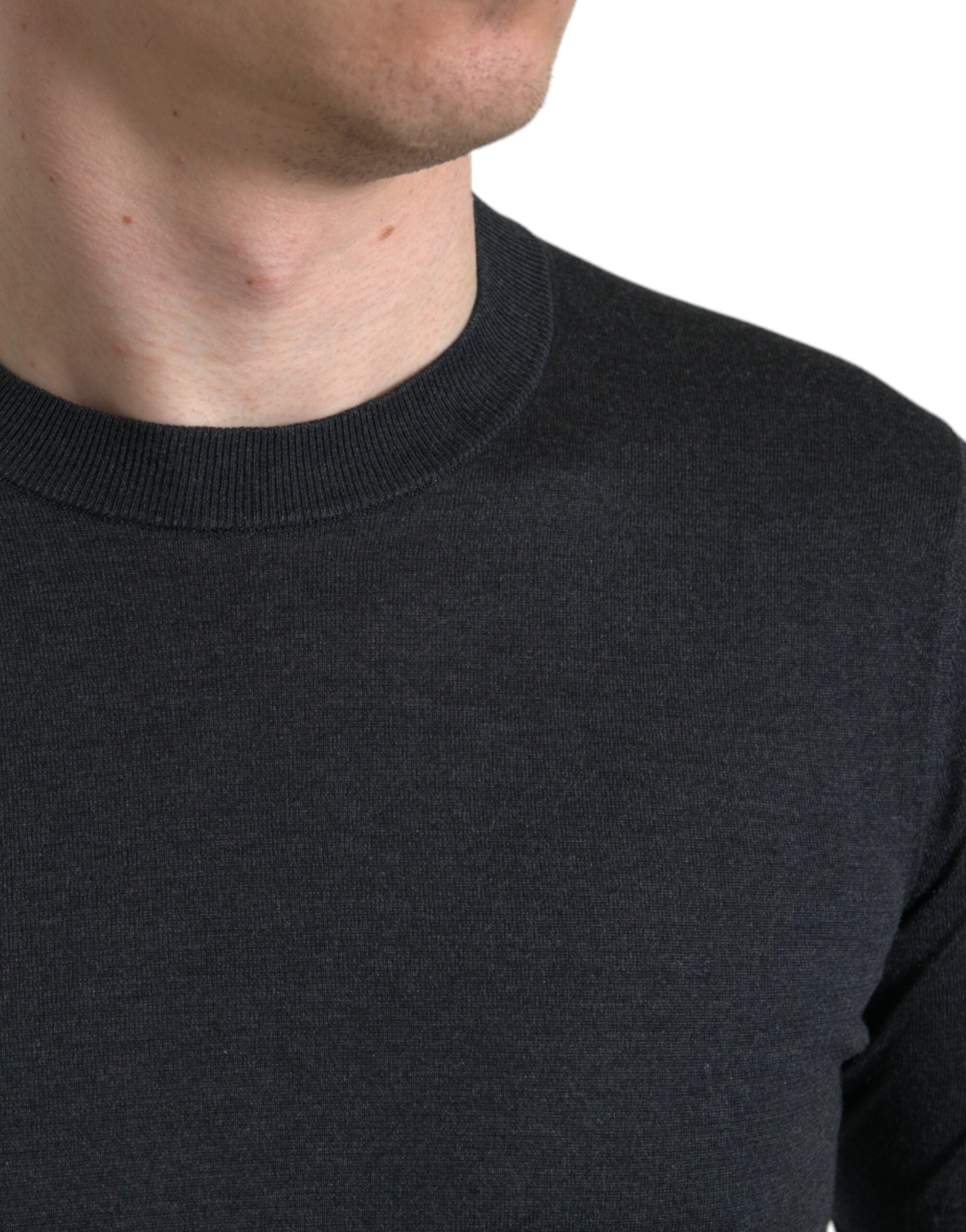 Dolce & Gabbana Dunkelgraues Rundhals-T-Shirt mit kurzen Ärmeln