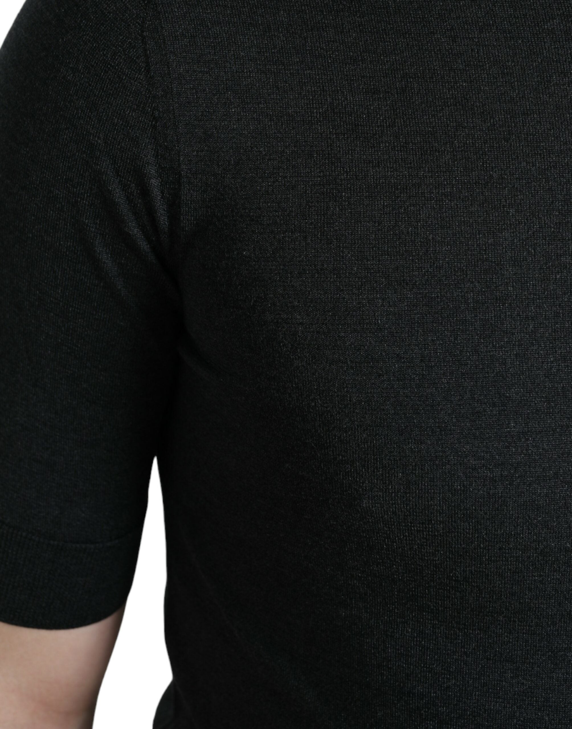 Dolce & Gabbana Dunkelgraues Rundhals-T-Shirt mit kurzen Ärmeln