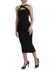 Dolce & Gabbana Zwarte Nauwsluitende Halter Mouwloze Midi-jurk