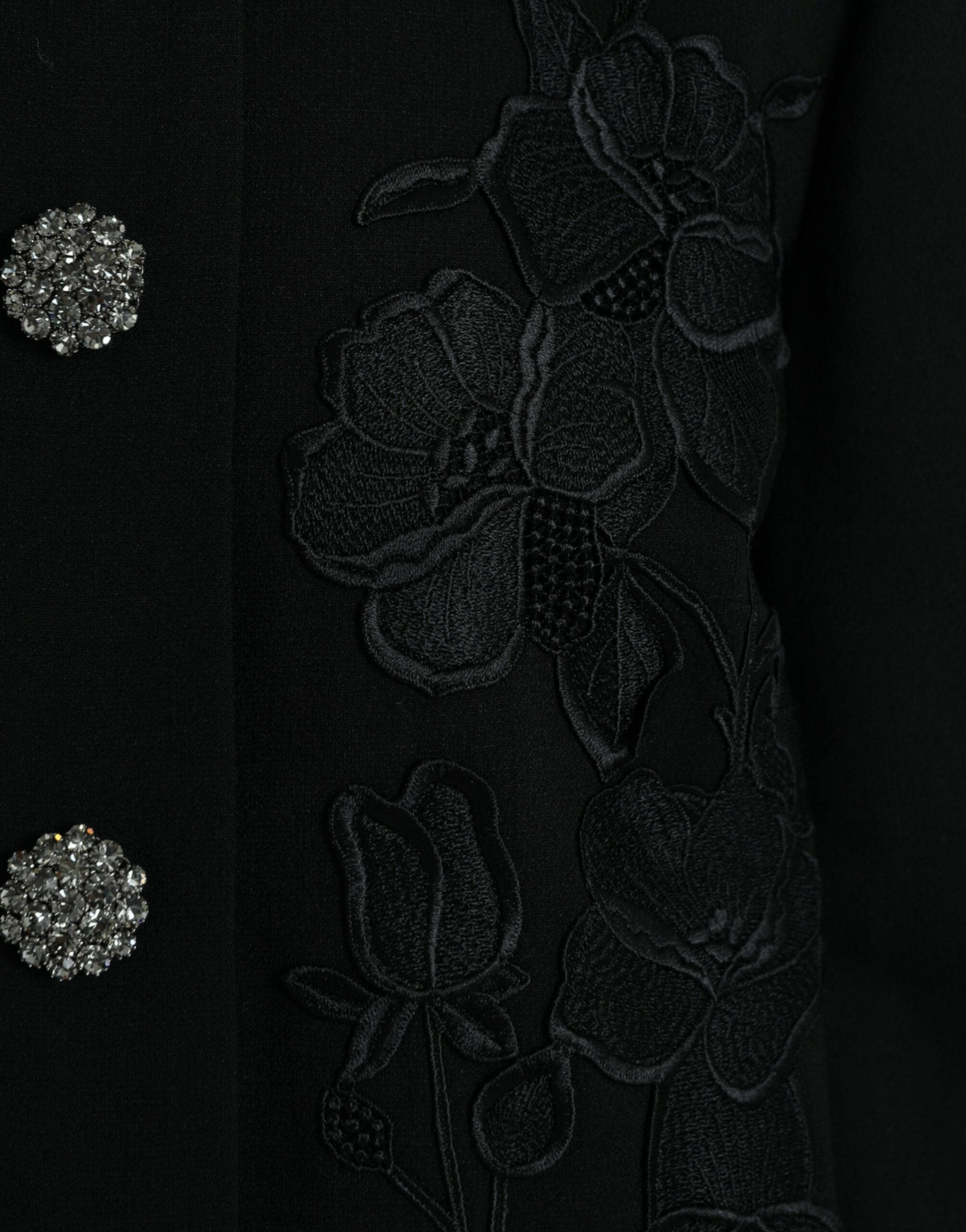 Dolce & Gabbana Schwarze Blumenjacke aus Wolle mit Knopfverzierung