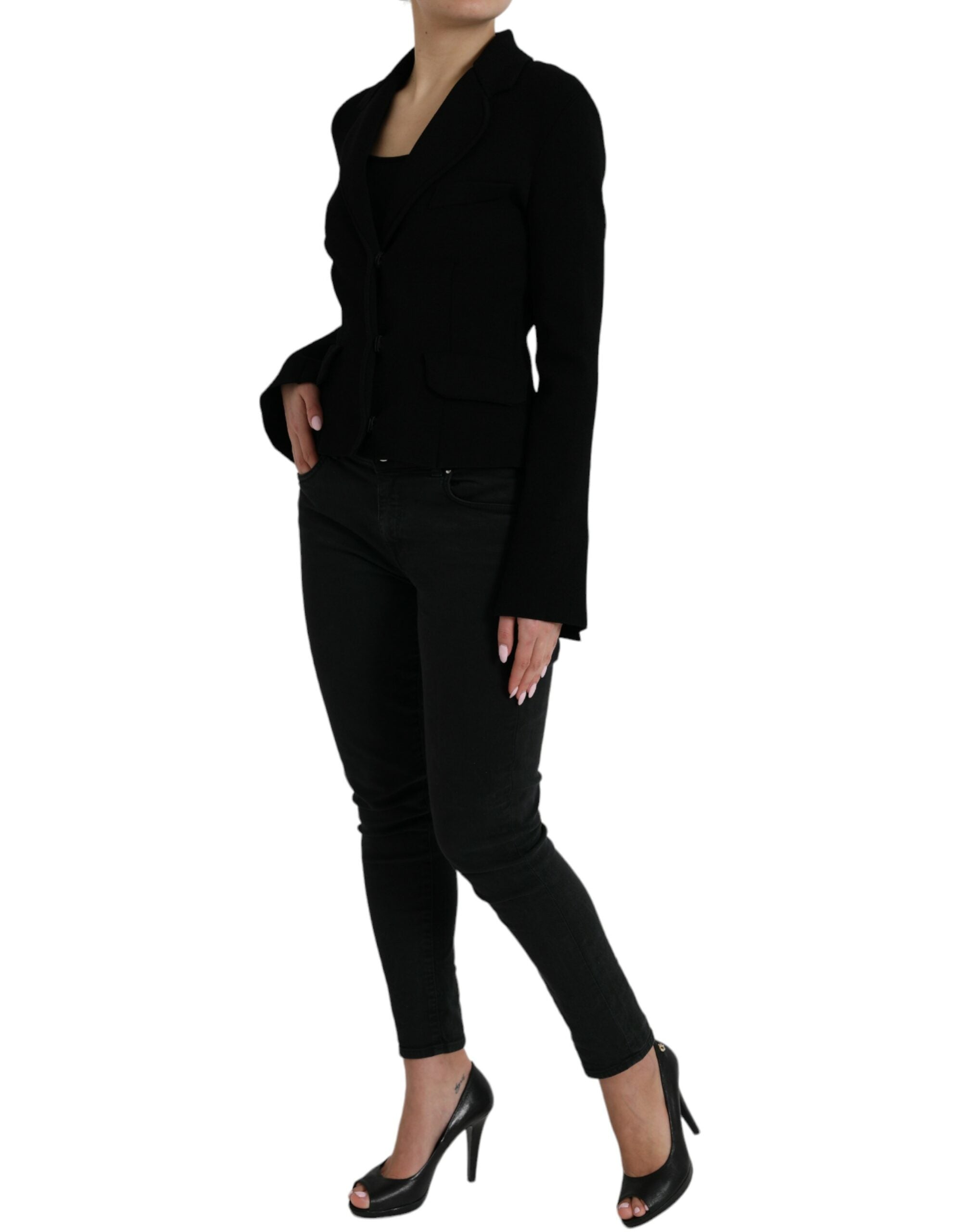 Dolce & Gabbana Zwarte Viscose Single Breasted Blazer Jas