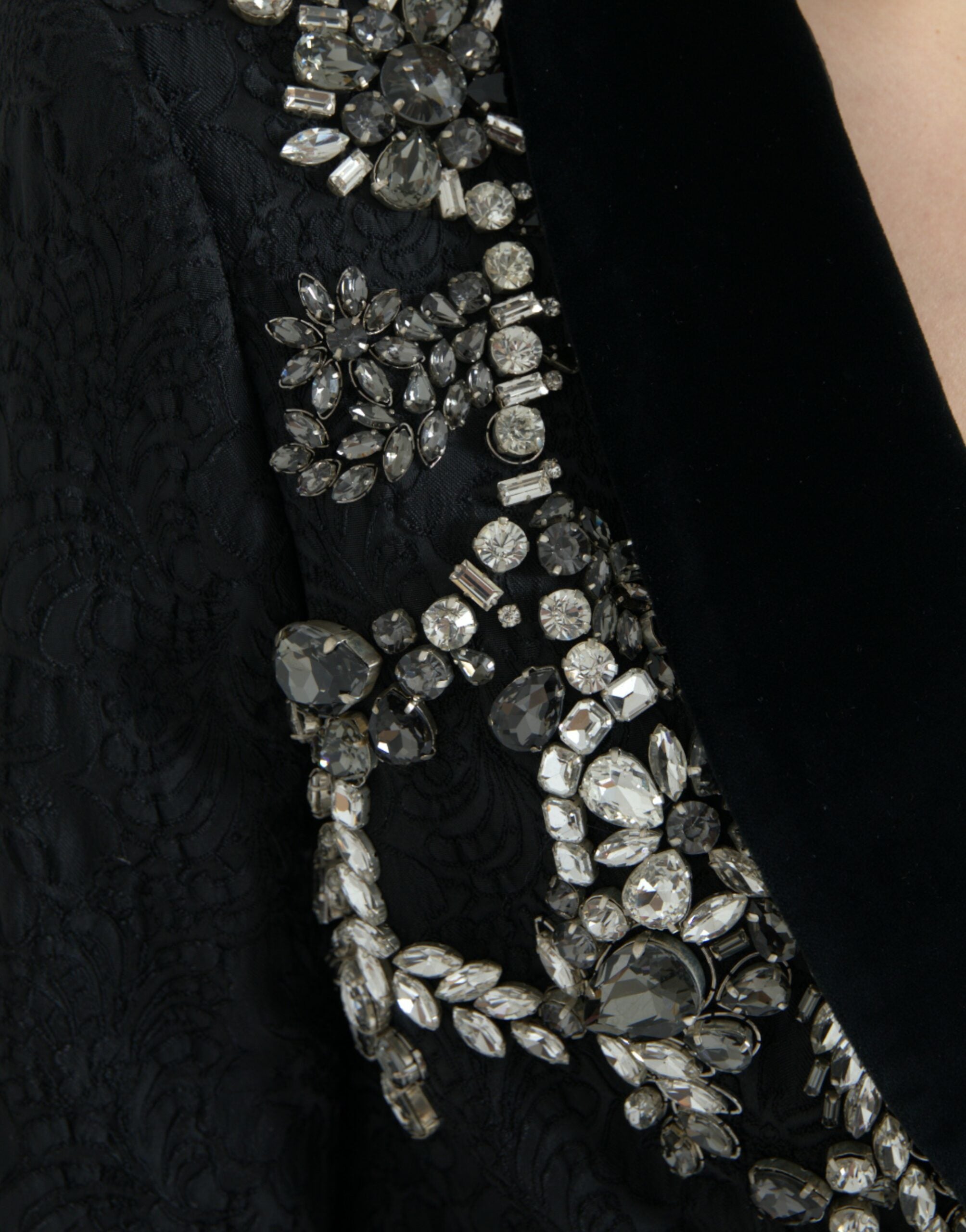 Dolce & Gabbana Schwarzer Mantel mit Kristallverzierungen