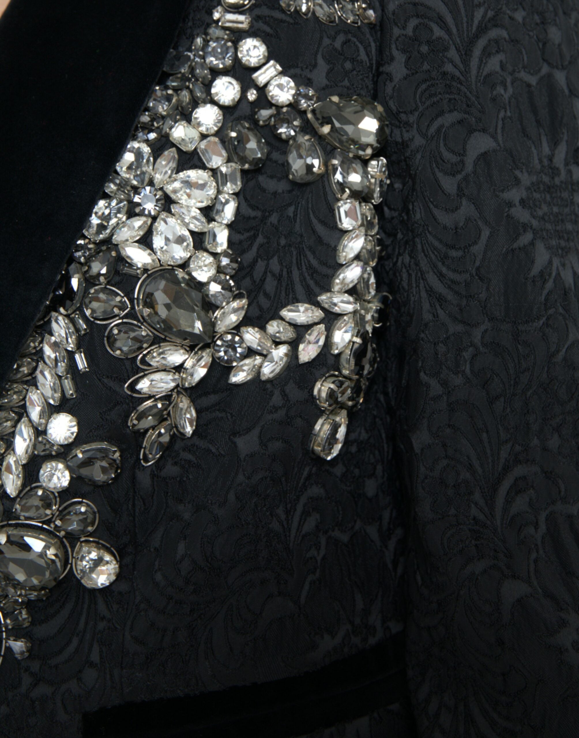 Dolce & Gabbana Schwarzer Mantel mit Kristallverzierungen
