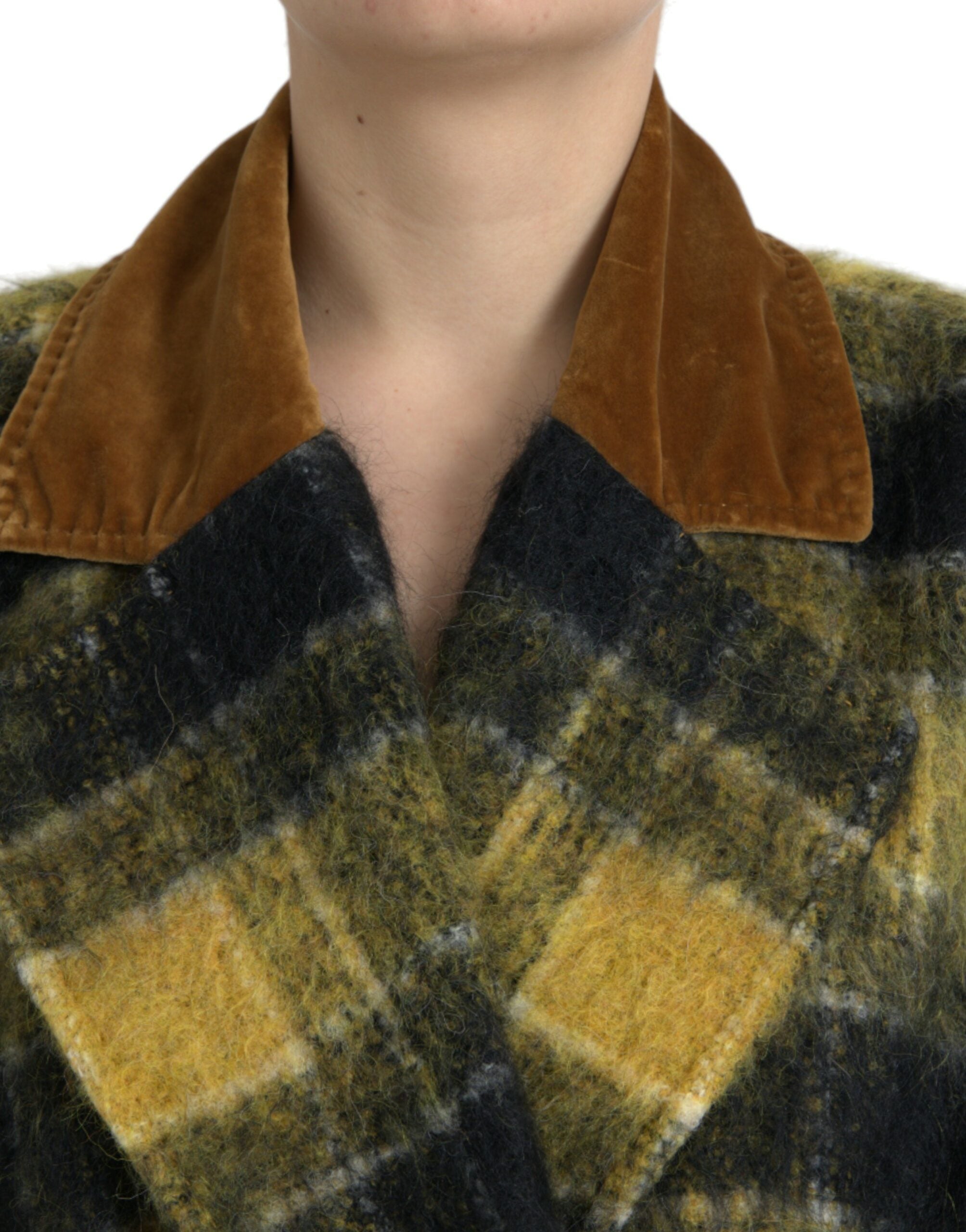 Dolce & Gabbana Gelb Karierte Langarm-Manteljacke