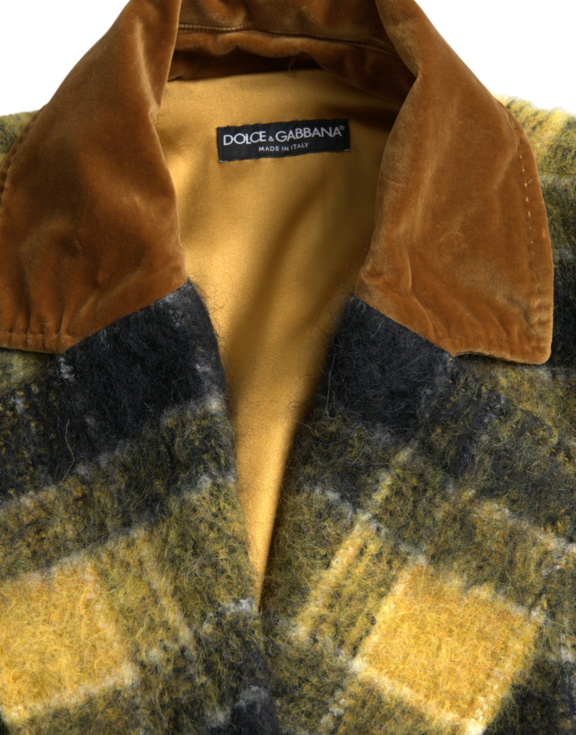 Dolce & Gabbana Gelb Karierte Langarm-Manteljacke