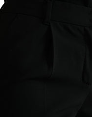 Dolce & Gabbana Black Wool Mid Waist Tapered Pants