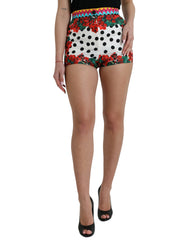 Dolce & Gabbana Mehrfarbige Blumen-Polka-Dot Hot Pants Shorts