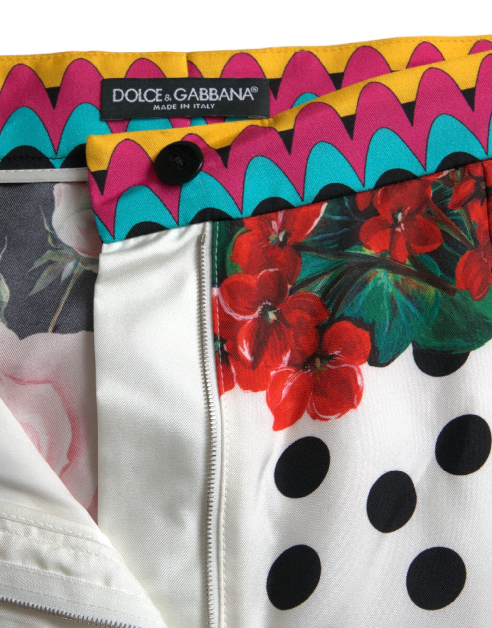 Dolce & Gabbana Mehrfarbige Blumen-Polka-Dot Hot Pants Shorts