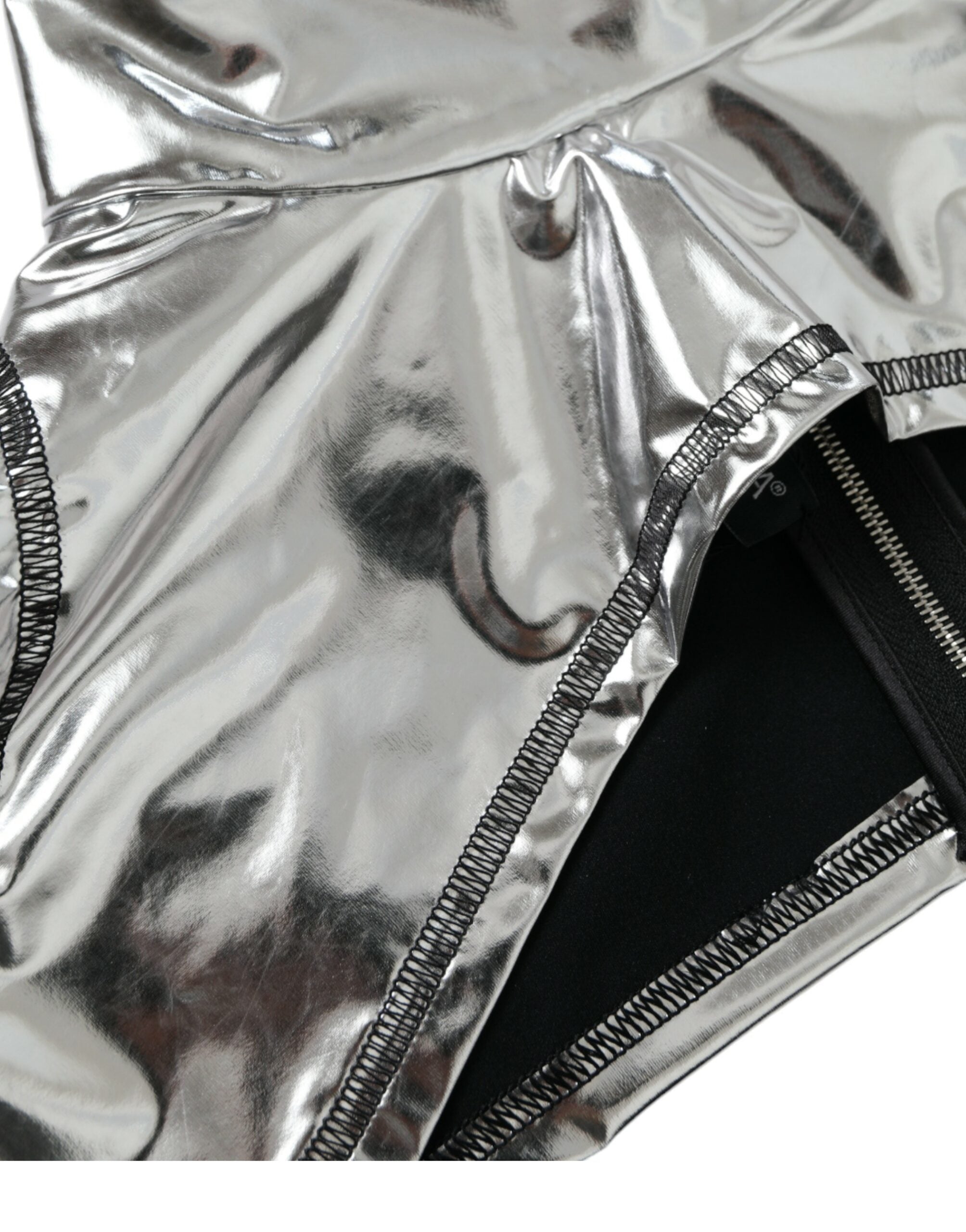 Dolce & Gabbana Silberfarbenes Stretch-Oberteil aus Polyester