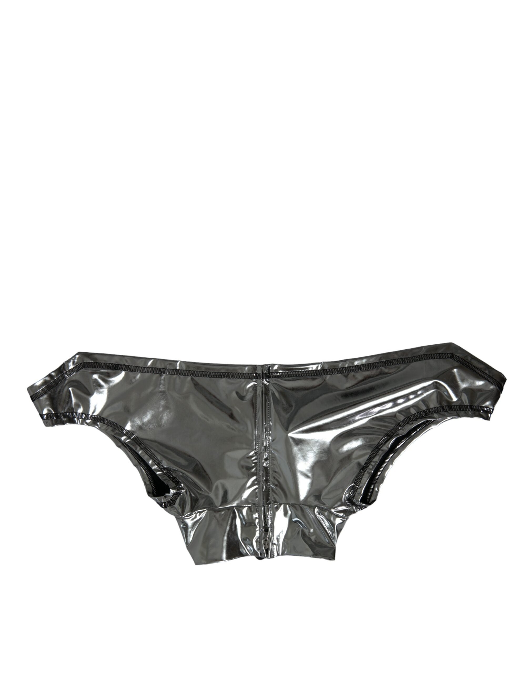 Dolce & Gabbana Silberfarbenes Stretch-Oberteil aus Polyester