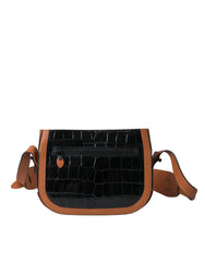 Balenciaga Umhängetasche aus exotischem Leder, schwarz-braun, Kameratasche
