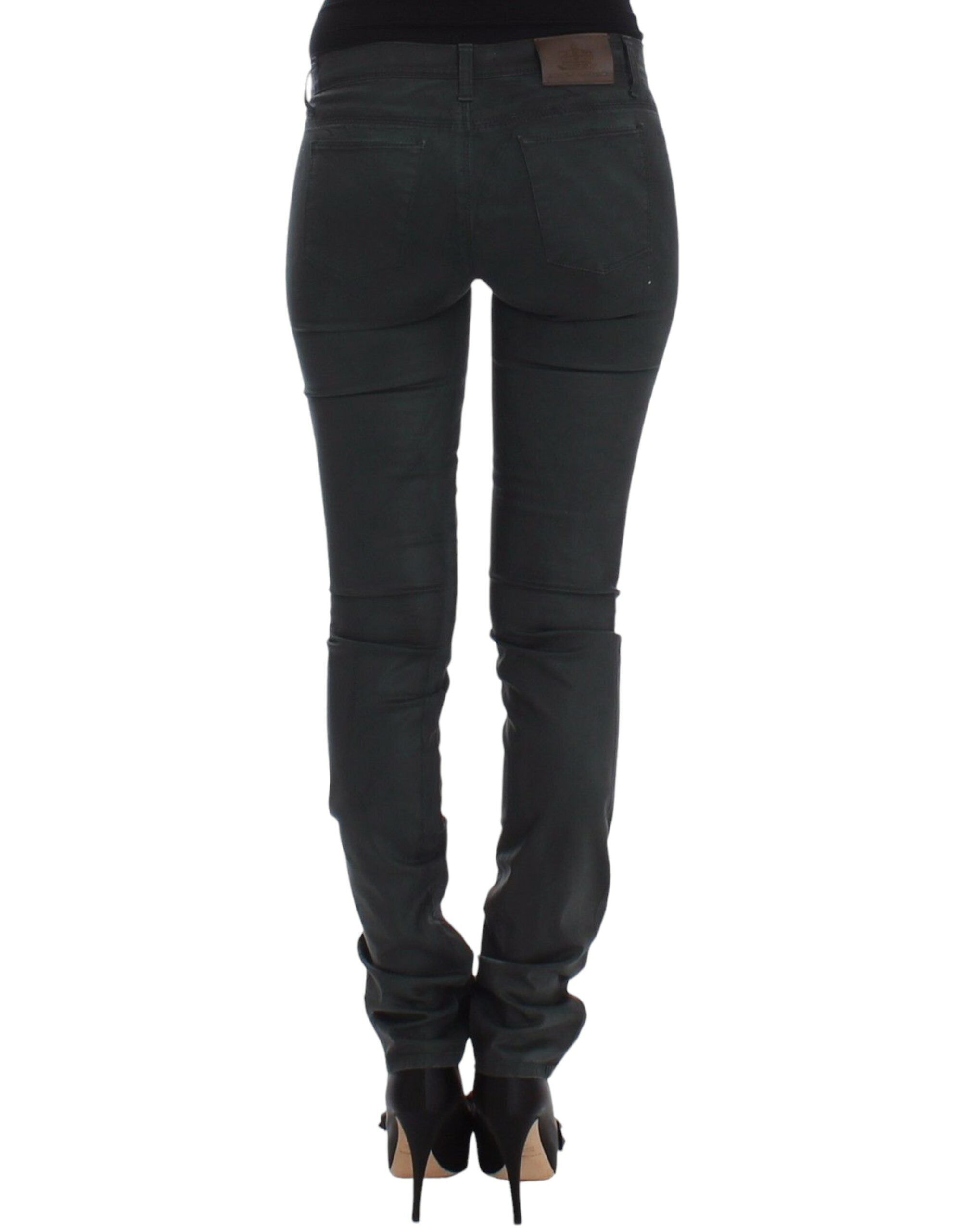 Ermanno Scervino Grüne Slim Jeans Denim Hose Gerades Bein Stretch