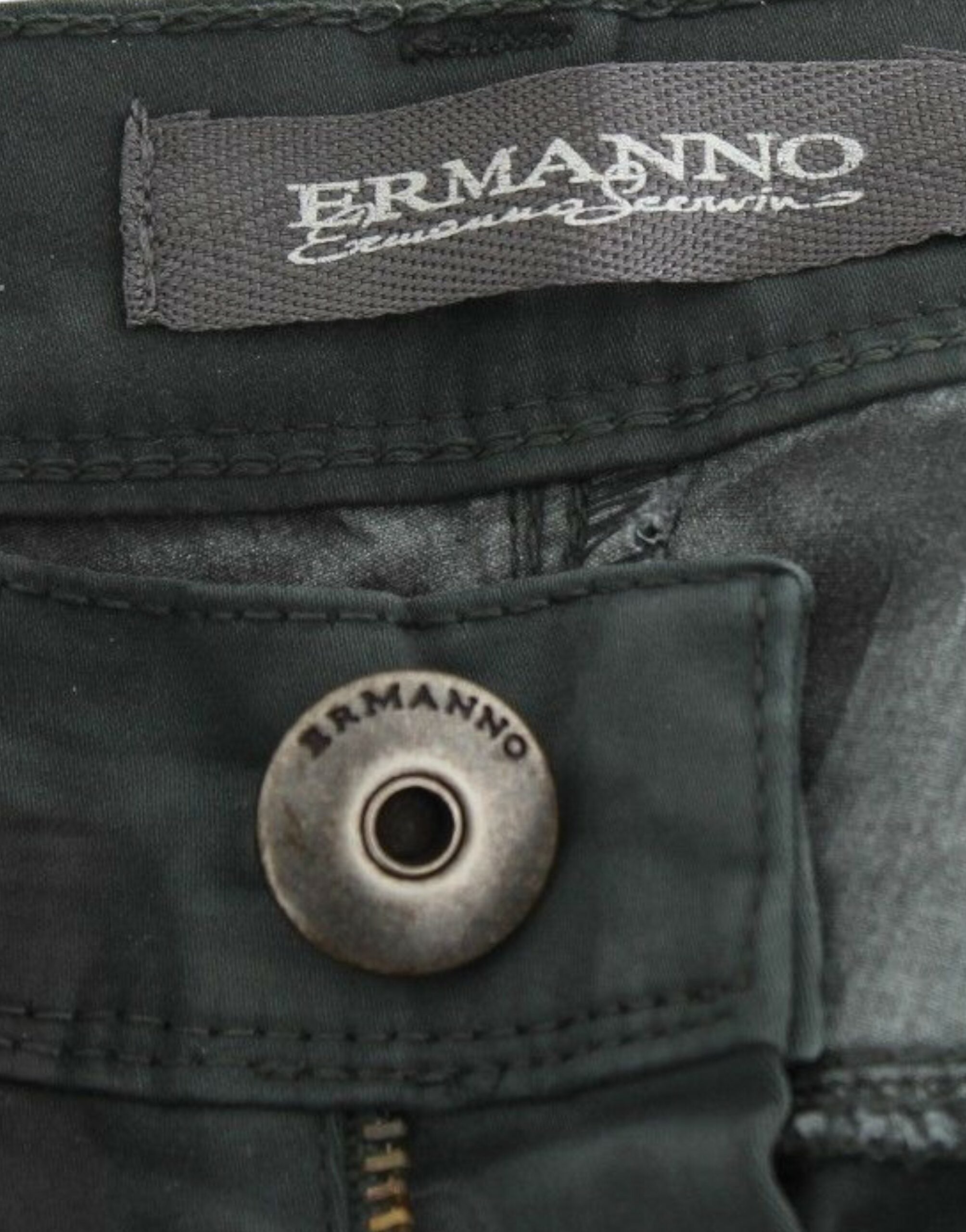 Ermanno Scervino Grüne Slim Jeans Denim Hose Gerades Bein Stretch