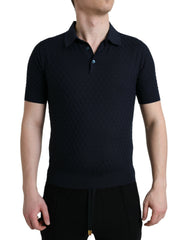 Dolce & Gabbana Dunkelblaues Poloshirt mit Kragen und kurzen Ärmeln