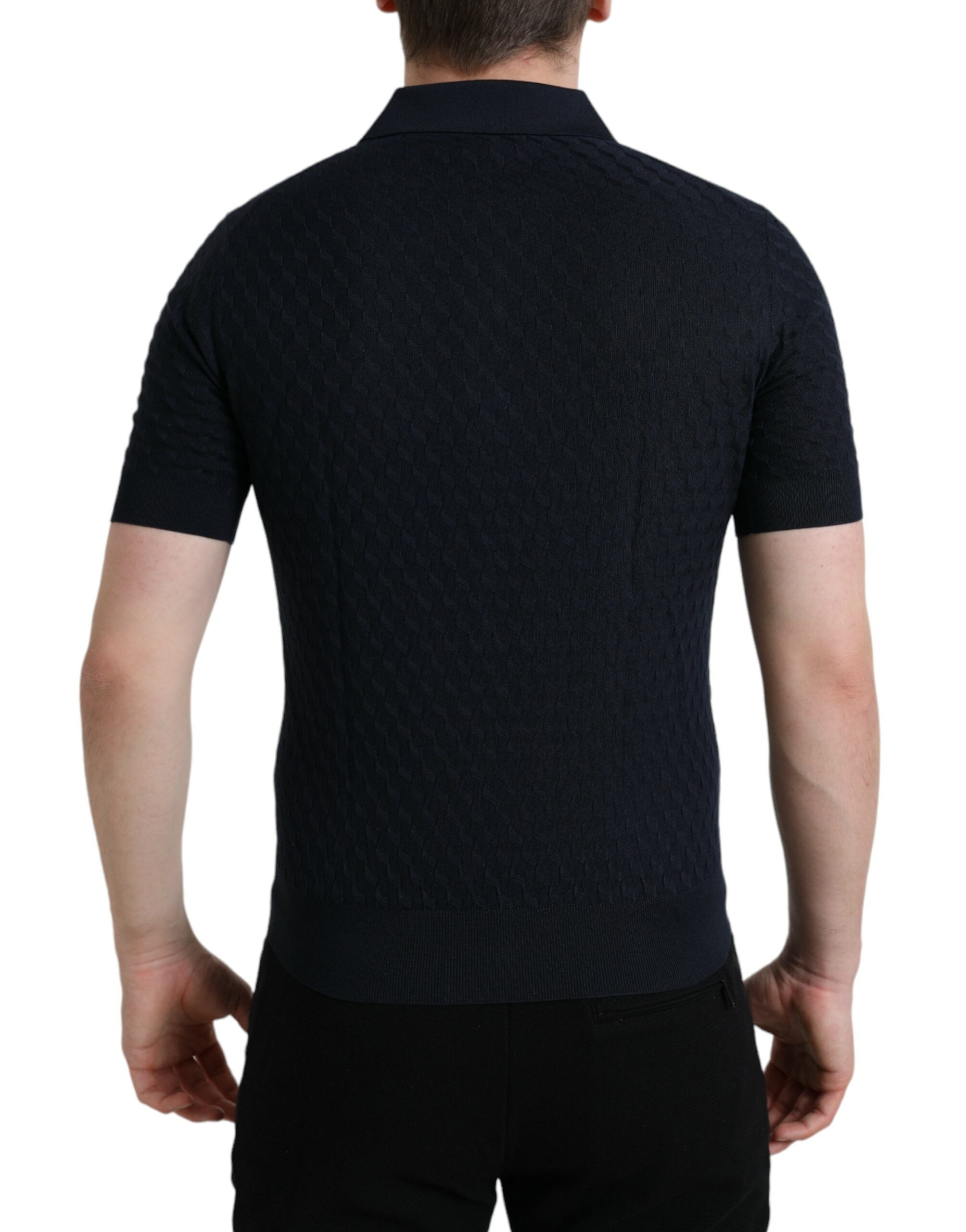 Dolce & Gabbana Dunkelblaues Poloshirt mit Kragen und kurzen Ärmeln