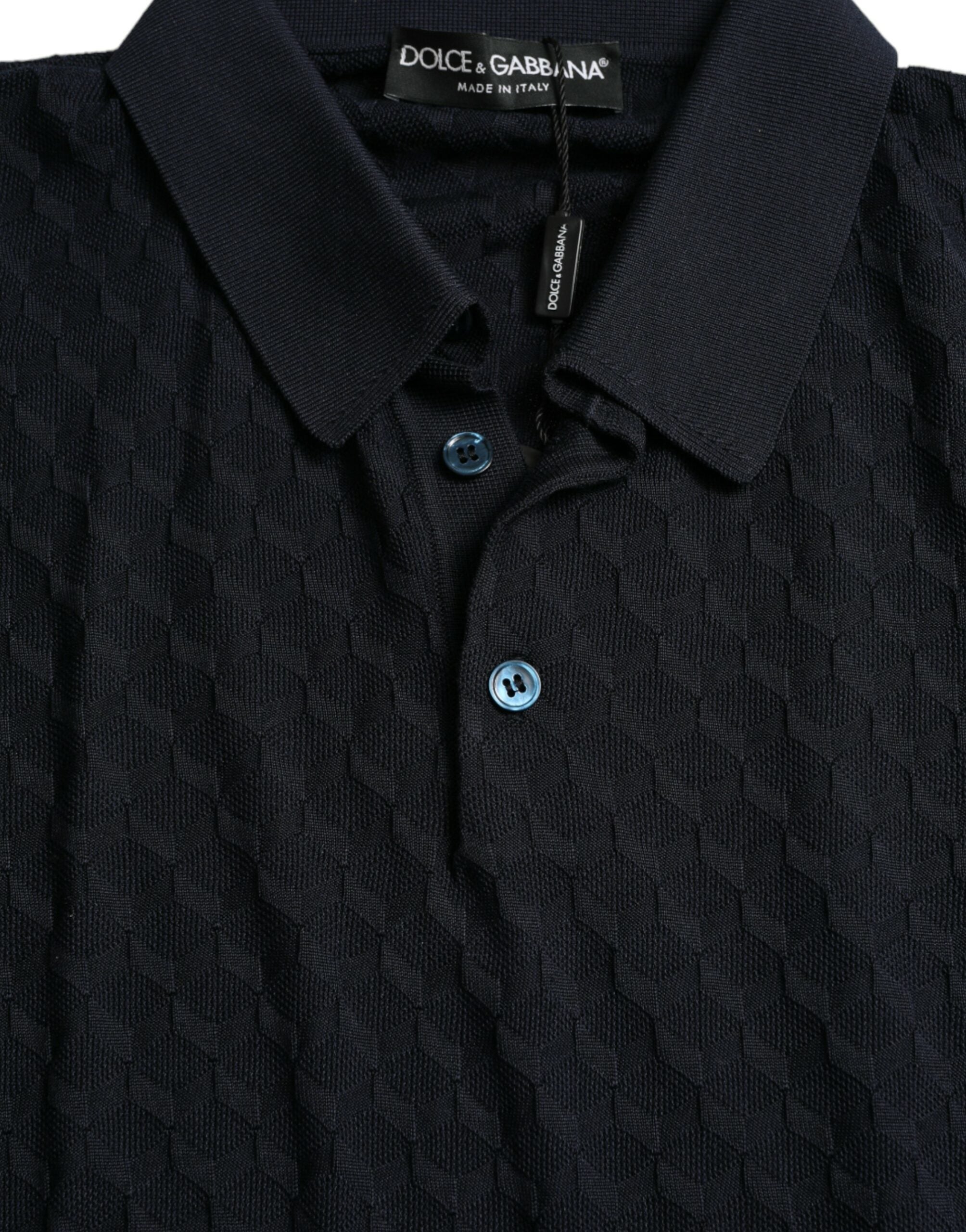 Dolce & Gabbana Dunkelblaues Poloshirt mit Kragen und kurzen Ärmeln
