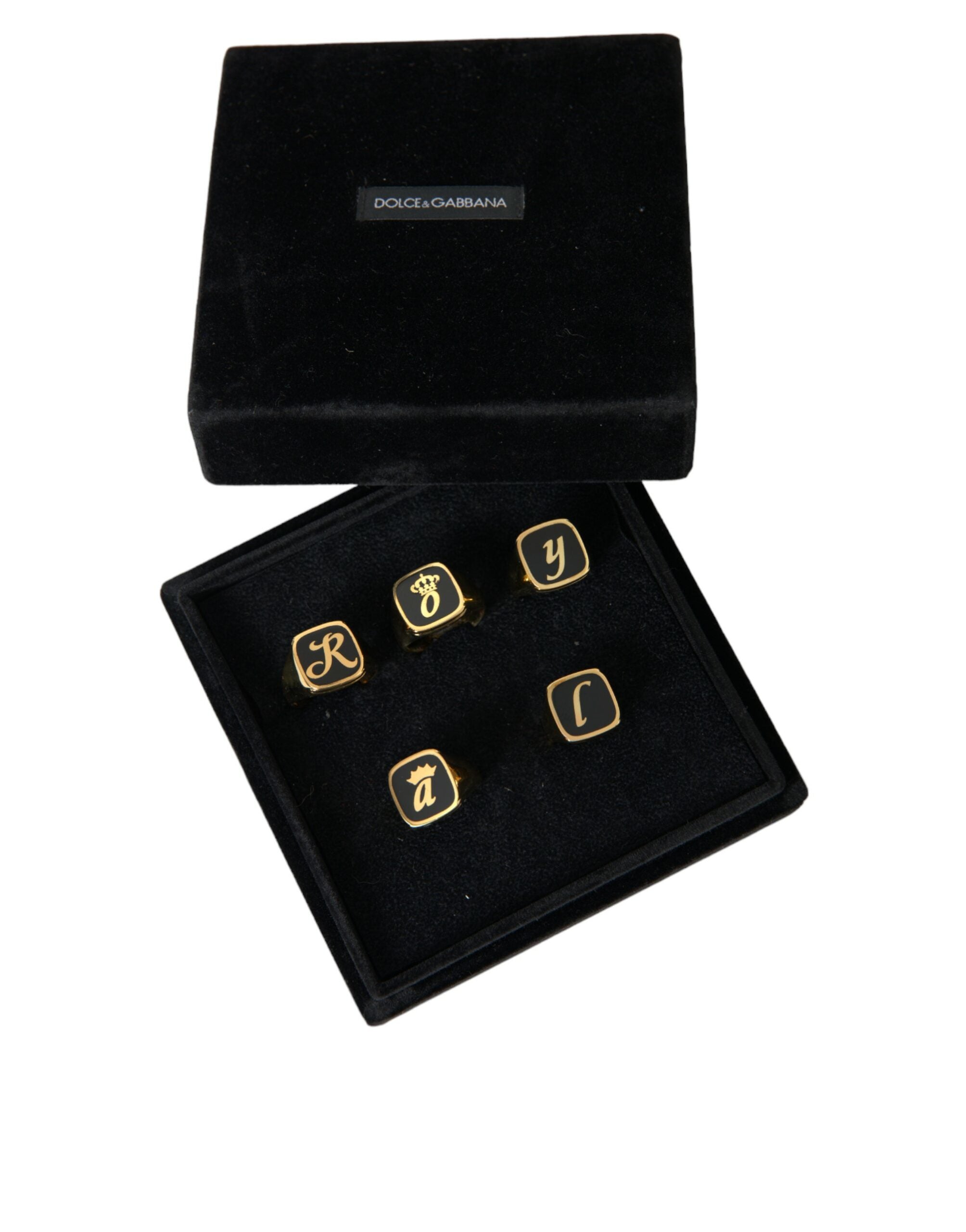 Dolce &amp; Gabbana Goldmessing ROYAL Emaille Set mit 5 Ringen