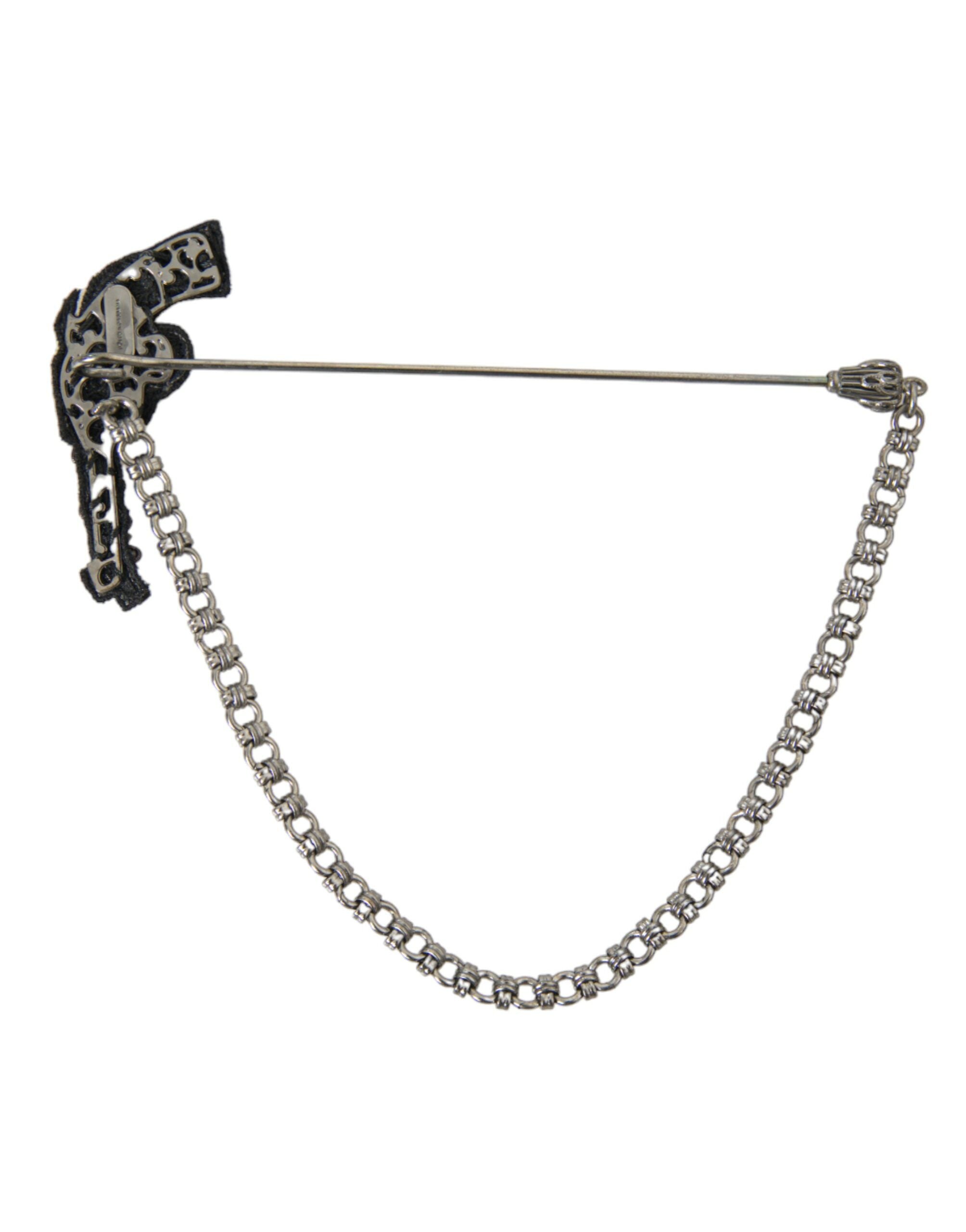 Dolce &amp; Gabbana Messing Kupfer Seide Revolver Pistole Männer Brosche Anstecknadel