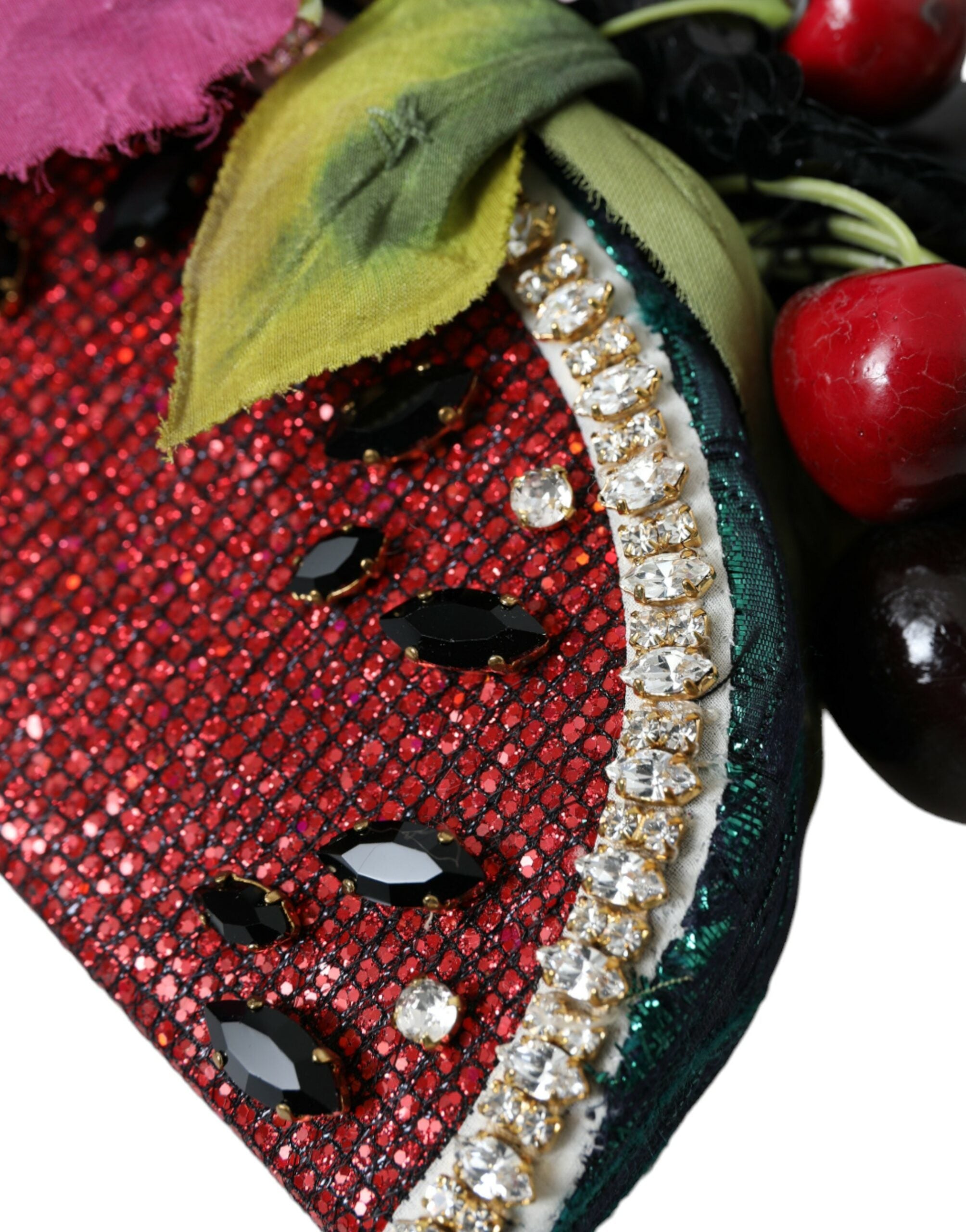 Dolce &amp; Gabbana Rotes Wassermelonen-Kirsch-Kristall-Haarband Statement-Diadem