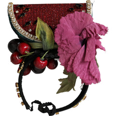 Dolce &amp; Gabbana Rotes Wassermelonen-Kirsch-Kristall-Haarband Statement-Diadem