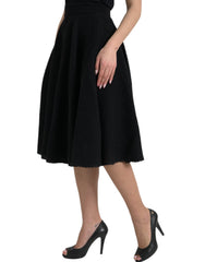 Dolce & Gabbana Zwarte Hoge Taille A-lijn Knie-lengte Rok