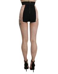 Dolce & Gabbana Beige Seiden-High-Waist-Mini-Hotpants-Shorts