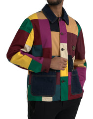 Dolce &amp; Gabbana Mehrfarbige Patchwork-Baumwolljacke mit Kragen