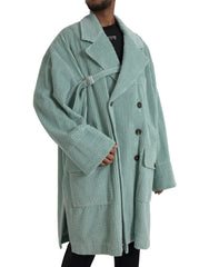 Dolce & Gabbana Blauw Dubbelrijig Corduroy Katoenen Jas