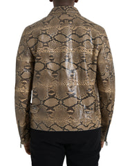 Dolce & Gabbana Beige Exotisch Lederen Motorjack