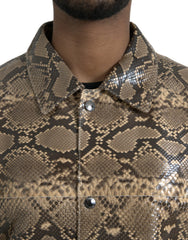 Dolce & Gabbana Beige Exotisch Lederen Motorjack