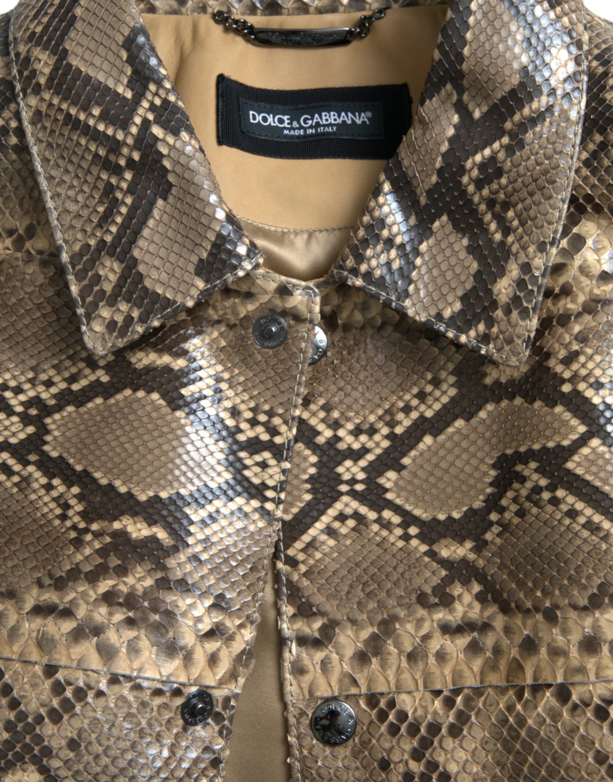 Dolce & Gabbana Beige Exotisch Lederen Motorjack