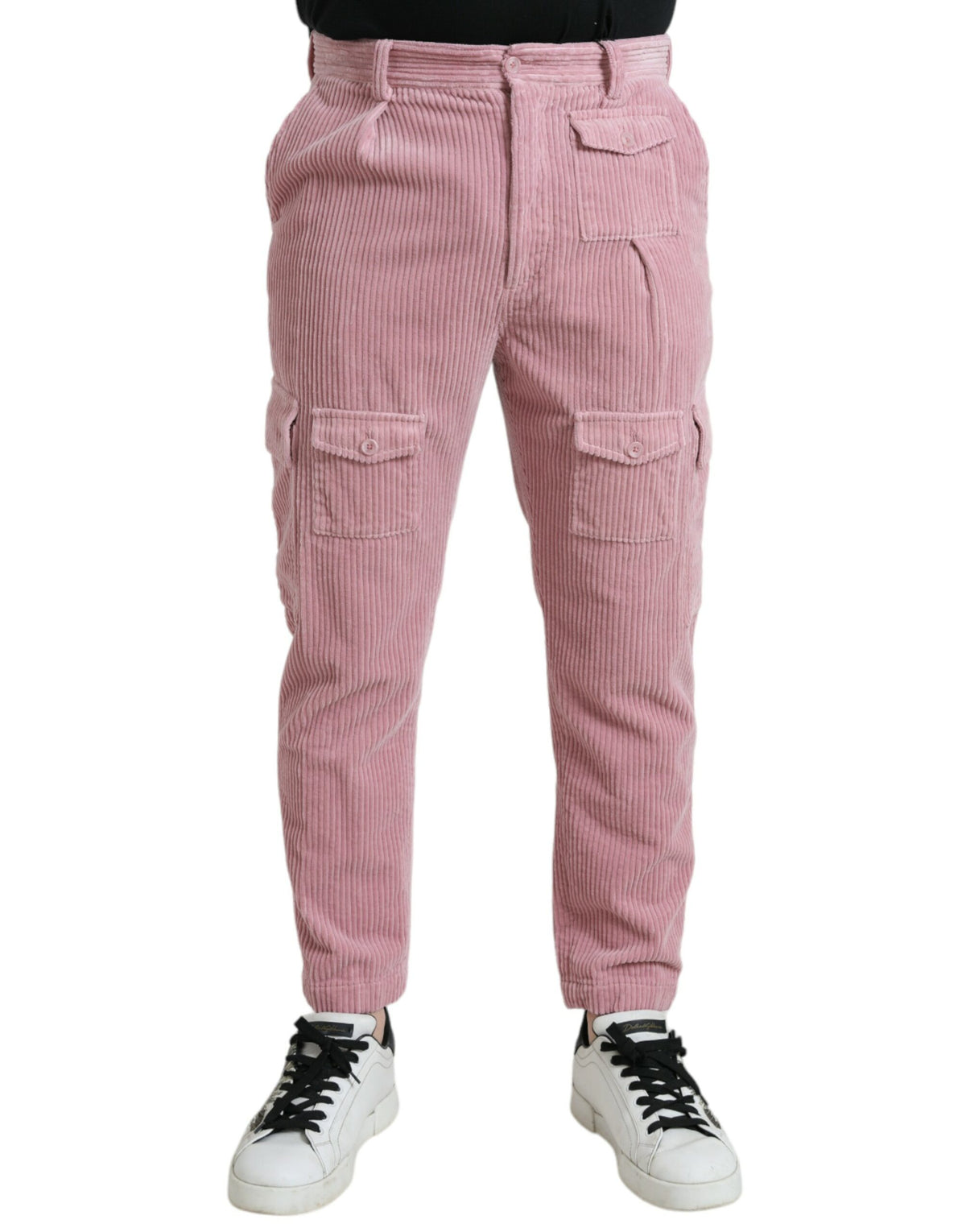 Dolce &amp; Gabbana – Skinny-Cargo-Jeans aus Cord-Baumwolle mit Stretch in Rosa
