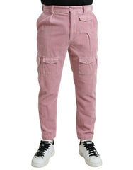 Dolce &amp; Gabbana – Skinny-Cargo-Jeans aus Cord-Baumwolle mit Stretch in Rosa