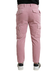 Dolce &amp; Gabbana – Skinny-Cargo-Jeans aus Cord-Baumwolle mit Stretch in Rosa